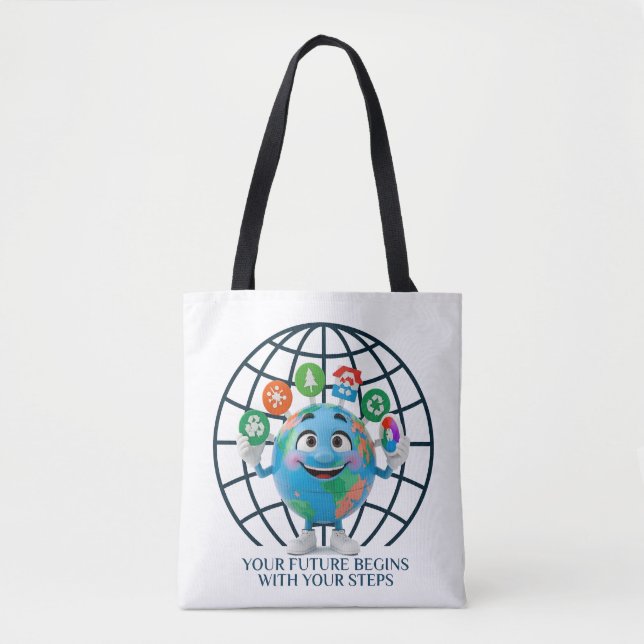 Bolso De Tela Your Future Your Steps Earth Day  (Anverso)