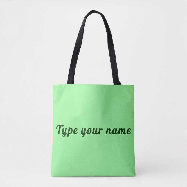 Bolso De Tela Your Name on Light Green Tote Bag (Anverso)