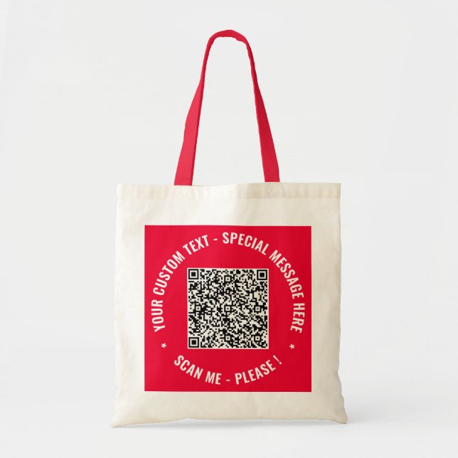 Bolso De Tela Your QR Code and Custom Text Tote Bag Example (Frente)