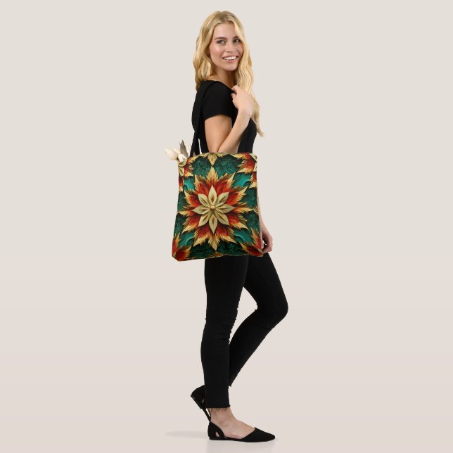 Bolso De Tela Yuletide Opulence: Hilos de oro de Navidades (Puesto)