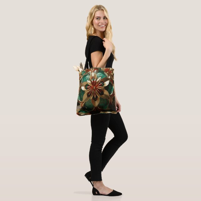 Bolso De Tela Yuletide Opulence: Hilos de oro de Navidades (Puesto)