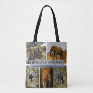 BOLSO DE TELA ZA * SUDÁFRICA - LOS 5 GRANDES EN KRUGER N. P.