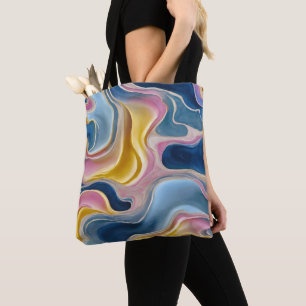 Bolso De Tela "Zahara" Banderas de azul, rosa y arena.