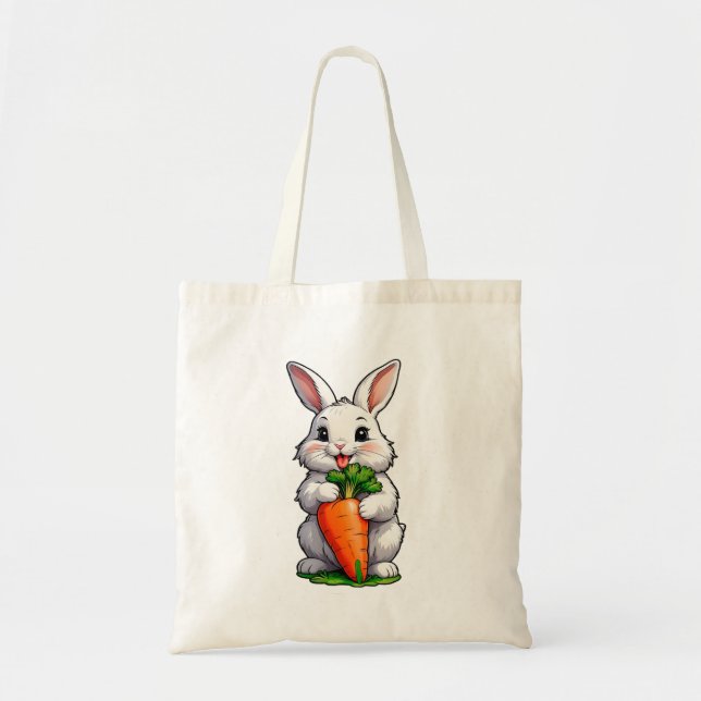 Bolso De Tela Zanahoria Comer conejo (Frente)