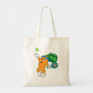 Bolso De Tela Zanahoria en tenis con raqueta de tenis