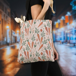 Bolso De Tela Zanahorias elegantes vintage con flores y huevecit