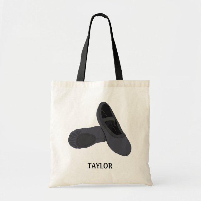 Bolso De Tela Zapatillas de zapatos de ballet negro personalizad (Frente)