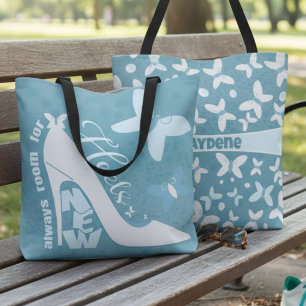 Bolso De Tela Zapato Azul Pizarra Y Mariposa