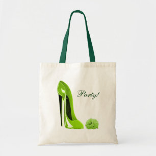 Bolso De Tela Zapato del estilete de la verde lima y subió