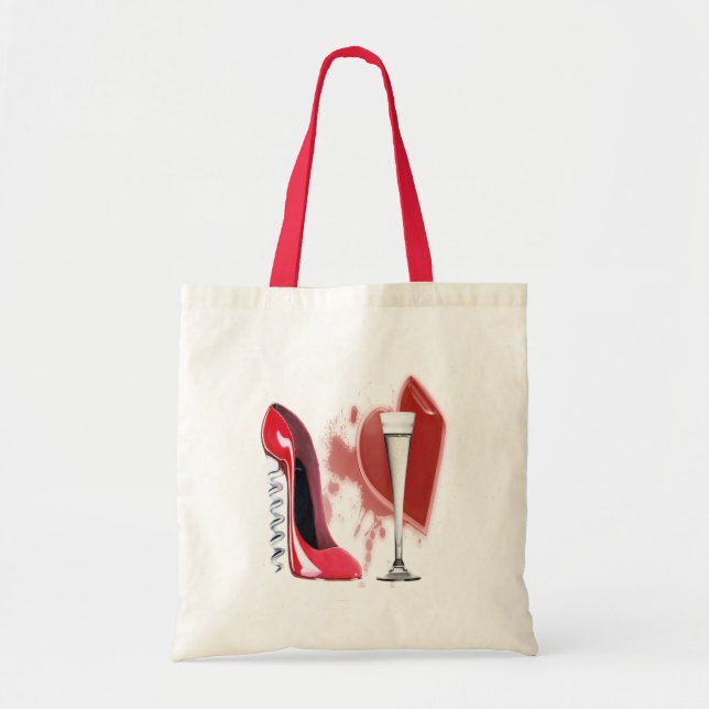 Bolso De Tela Zapato rojo, Champán y corazón del estilete del (Frente)