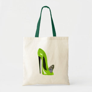 Bolso De Tela Zapato y mariposa del estilete de la verde lima