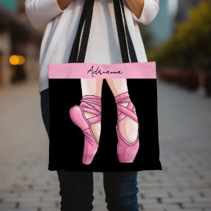 Bolso De Tela Zapatos de ballet rosado dibujados a mano