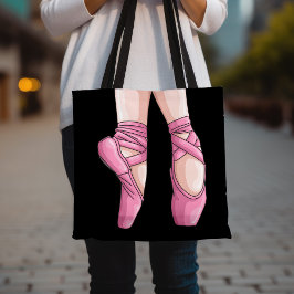 Bolso De Tela Zapatos de ballet rosado dibujados a mano