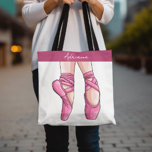 Bolso De Tela Zapatos de ballet rosado dibujados a mano