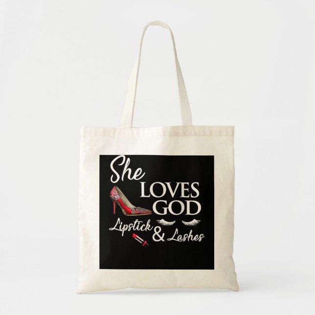 Bolso De Tela zapatos para señoras de tacón alto, lápiz labial y (Frente)