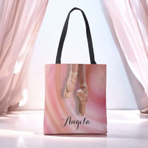 Bolso De Tela Zapatos rosados con ballet con nombre