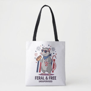 Bolso De Tela Zarigüeya Patriótica Feral y Libre 4 de Julio Inde