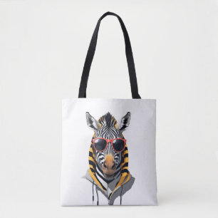 Bolso De Tela Zebra Con Hoodie Funny Carácter Animal De Guay