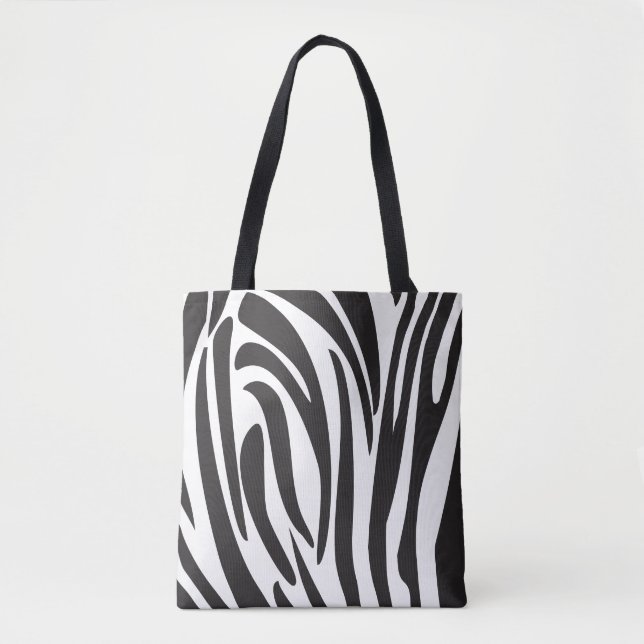 Bolso De Tela Zebra franjas en blanco y negro, diseño moderno (Anverso)