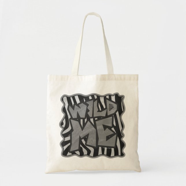 Bolso De Tela Zebra negra y gris claro me salvaje (Frente)
