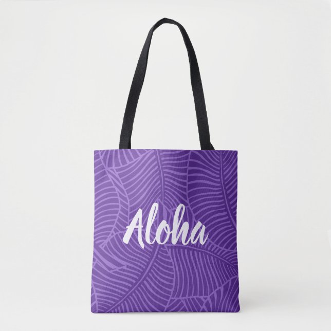 Bolso De Tela Zebra Palm Hawaii Tropical Purple Beach Bag (Anverso)