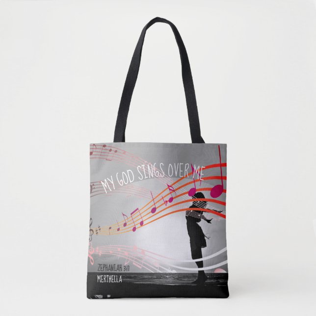 Bolso De Tela Zefhanías 3:17 MI DIOS CANTA SOBRE MÍ Cristiano Gr (Anverso)