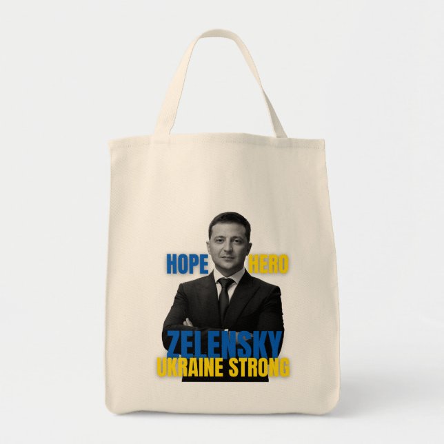 Bolso De Tela Zelensky Hope Hero Ucrania fuerte (Frente)