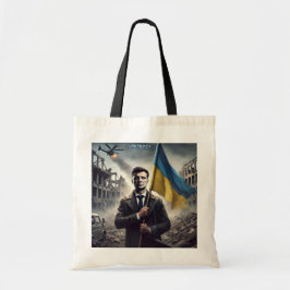 Bolso De Tela Zelenskyy United24 sostiene bandera de Ucrania