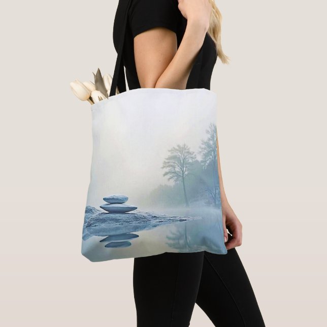 Bolso De Tela Zen de invierno: equilibrio de lago de niebla (Detalle)