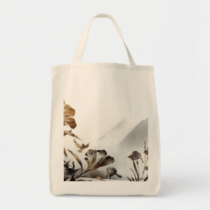 Bolso De Tela Zen Montañas Brumosas Pájaros Minimalista Naturale