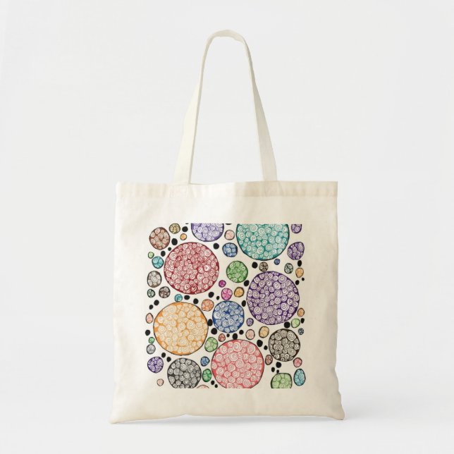 Bolso De Tela Zentangle circles pattern (Frente)