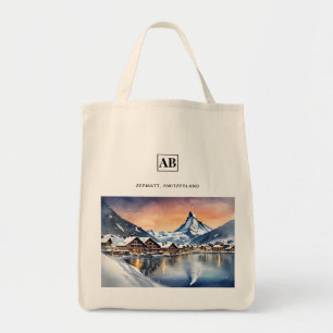 Bolso De Tela Zermatt, Suiza Watercolor Art - Tote Bag