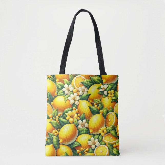 Bolso De Tela Zesty Lemon Whirl: una sinfonía de cítricos (Anverso)