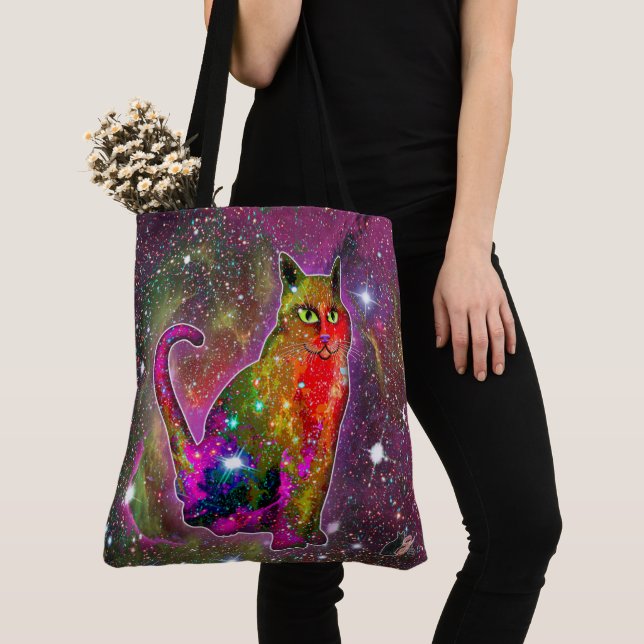 Bolso De Tela Zeta de gato cósmico (Detalle)