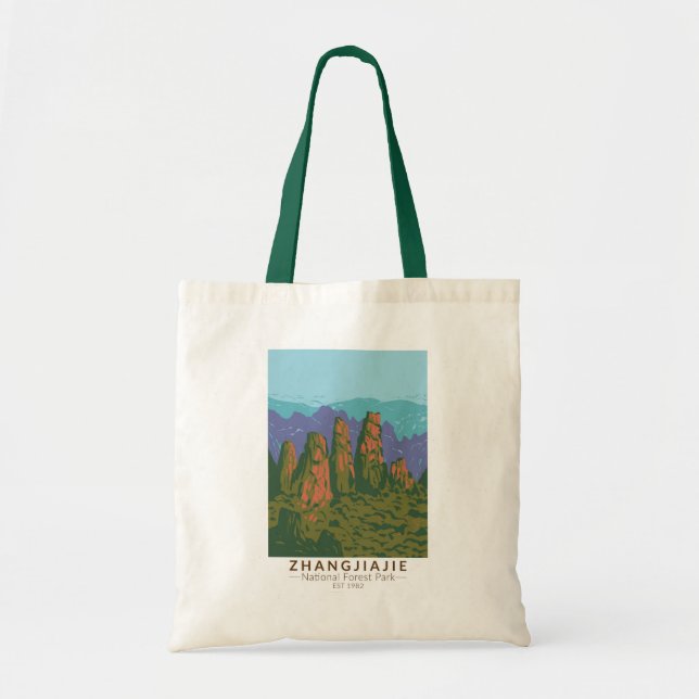 Bolso De Tela Zhangjiajie National Forest China Travel Art Retro (Frente)