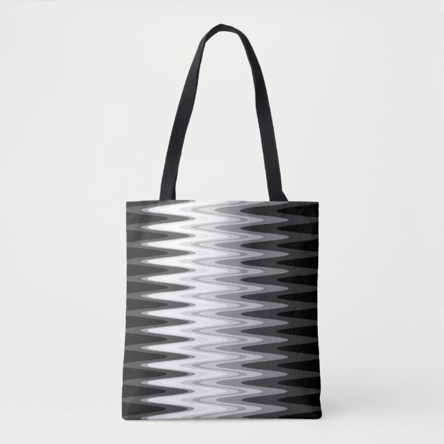 Bolso De Tela Zig Zag Black Gray Pattern (Anverso)