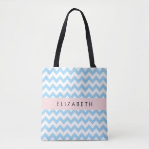 Bolso De Tela Zigzag Azul, Chevron Azul, Patrón De Ondas, Su Nom