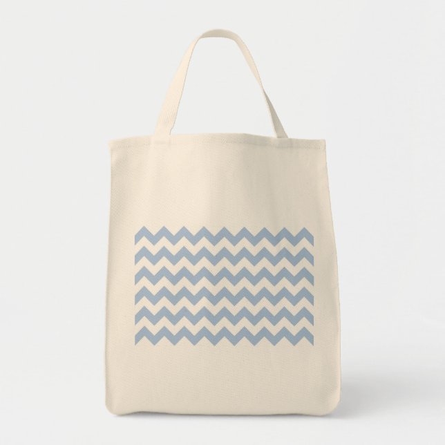 Bolso De Tela Zigzag azul claro y blanco (Frente)