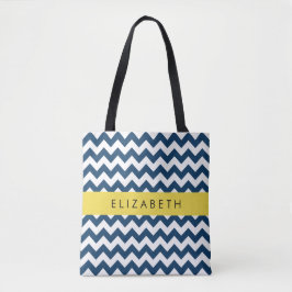 Bolso De Tela Zigzag azul de la marina, protector azul de la mar