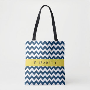 Bolso De Tela Zigzag azul de la marina, protector azul de la mar