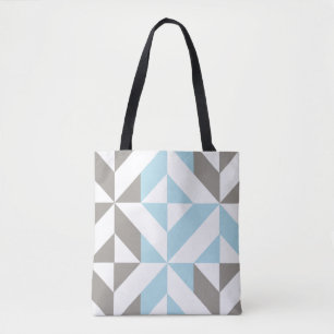 Bolso De Tela ZigZag geométrico azul y plata