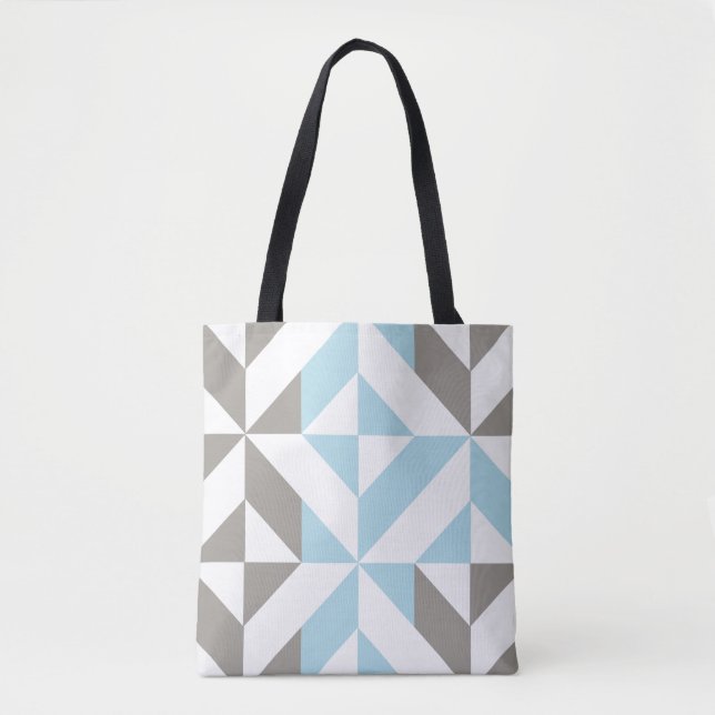 Bolso De Tela ZigZag geométrico azul y plata (Anverso)