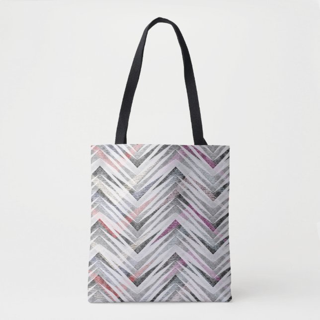 Bolso De Tela Zigzag, geométrico, gris, lilac, rosa, negro, tira (Anverso)