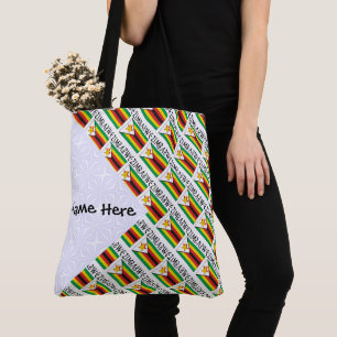 Bolso De Tela Zimbabue Bandera de Zimbabue Tiled Negro Personali