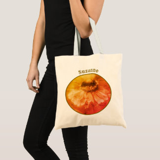 Bolso De Tela Zinnia Daisy Flower Sepia personalizada