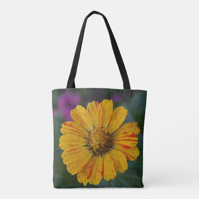 Bolso De Tela Zinnia rayada de dulce amarillo (Reverso)