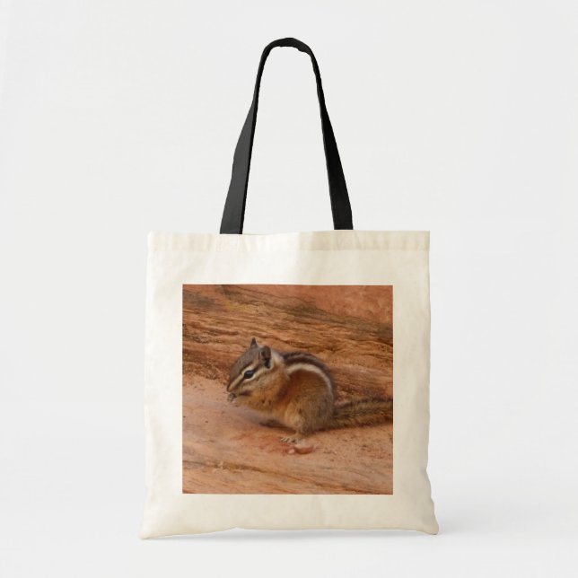 Bolso De Tela Zion Chipmunk sobre las rocas rojas (Frente)