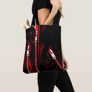 Bolso De Tela Zips Red impresión por todas partes