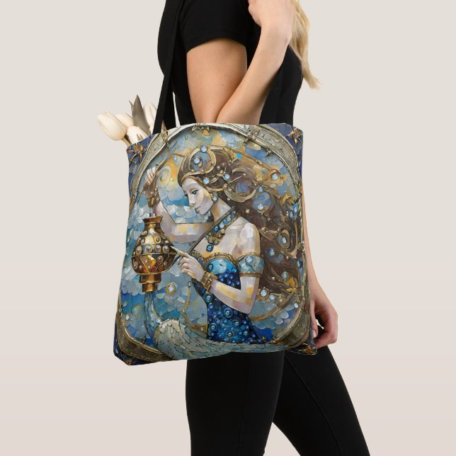 Bolso De Tela Zodiac - Aquarius El Aguador (Detalle)