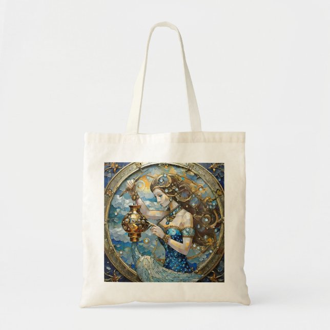 Bolso De Tela Zodiac - Aquarius El Aguador (Frente)